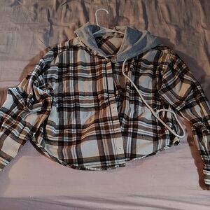 No Boundaries Soft Plaid Hooded Flannel